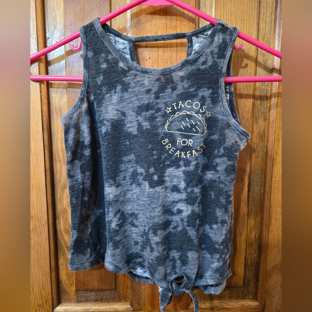 Girls Tie front Tank Top - "Tacos for Breakfast"